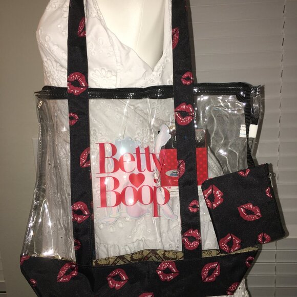 Betty Boop Clear Tote Bag = 11x17x4 NEW So Cute - Picture 3 of 3